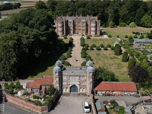 Canvas Print aerial view of Burton Agnes Hall is an Elizabethan, historic, stately home visit