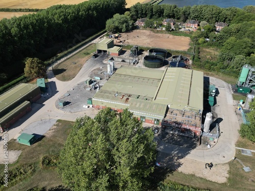 Aerial view of Tophill low Water Treatment Works and nature reserve. Tophill Low Driffield. East Yorkshire photo