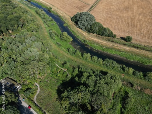 Aerial view of Tophill low Water Treatment Works and nature reserve. Tophill Low Driffield. East Yorkshire photo