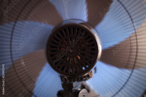Electric fan in the room. Close-up of a fan, fan motor