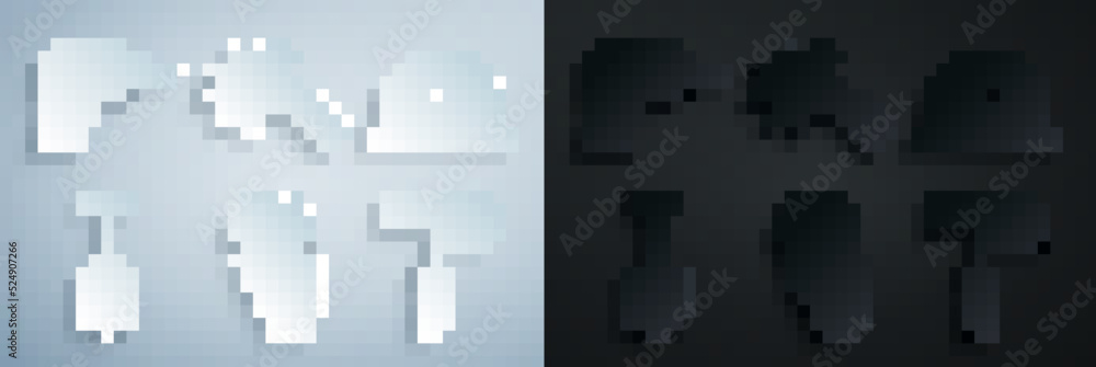 Set Settings in the hand, Worker safety helmet, Shovel, Paint roller brush, Hammer and Electric drill machine icon. Vector Set Settings in the hand, Worker safety helmet, Shovel, Paint roller brush, Hammer and Electric drill machine icon. Vector