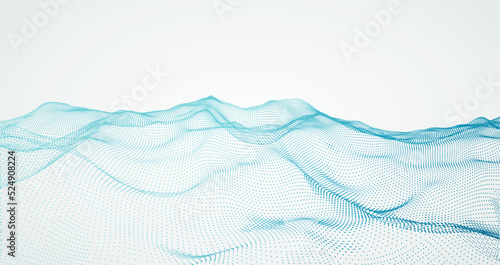 Abstract vector  particle waves. Flowing dots forming wavy  pattern. Elegant technology background for futuristic designs.