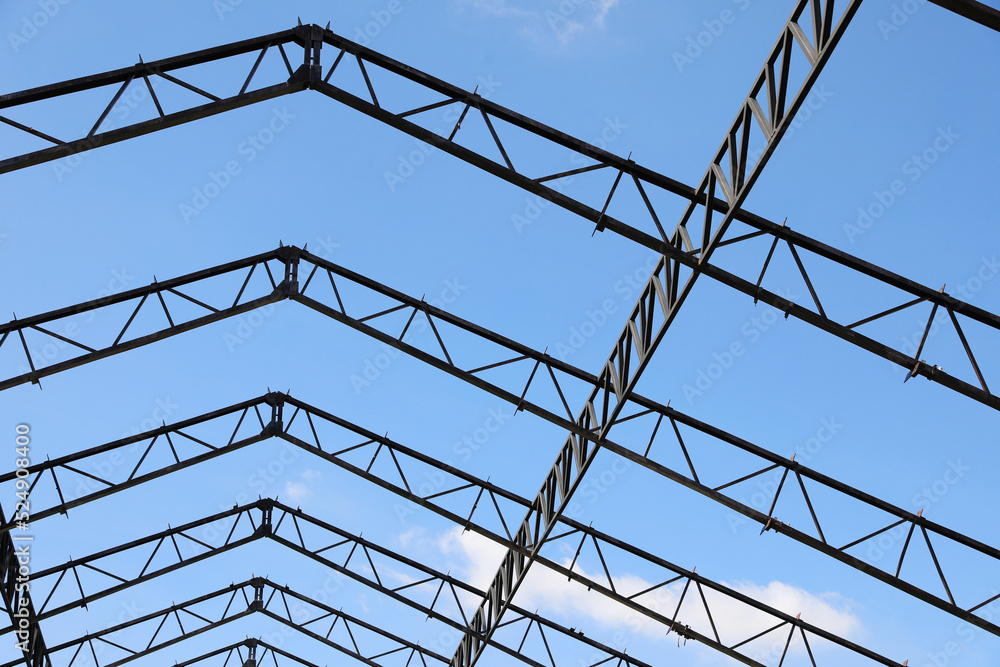 Fototapeta premium Steel structure with blue sky background