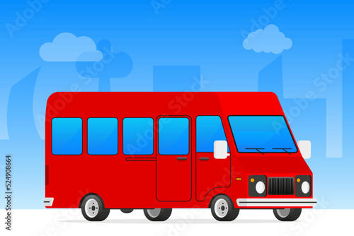 City Bus, public transport, intercity transportation. Vector illustration.