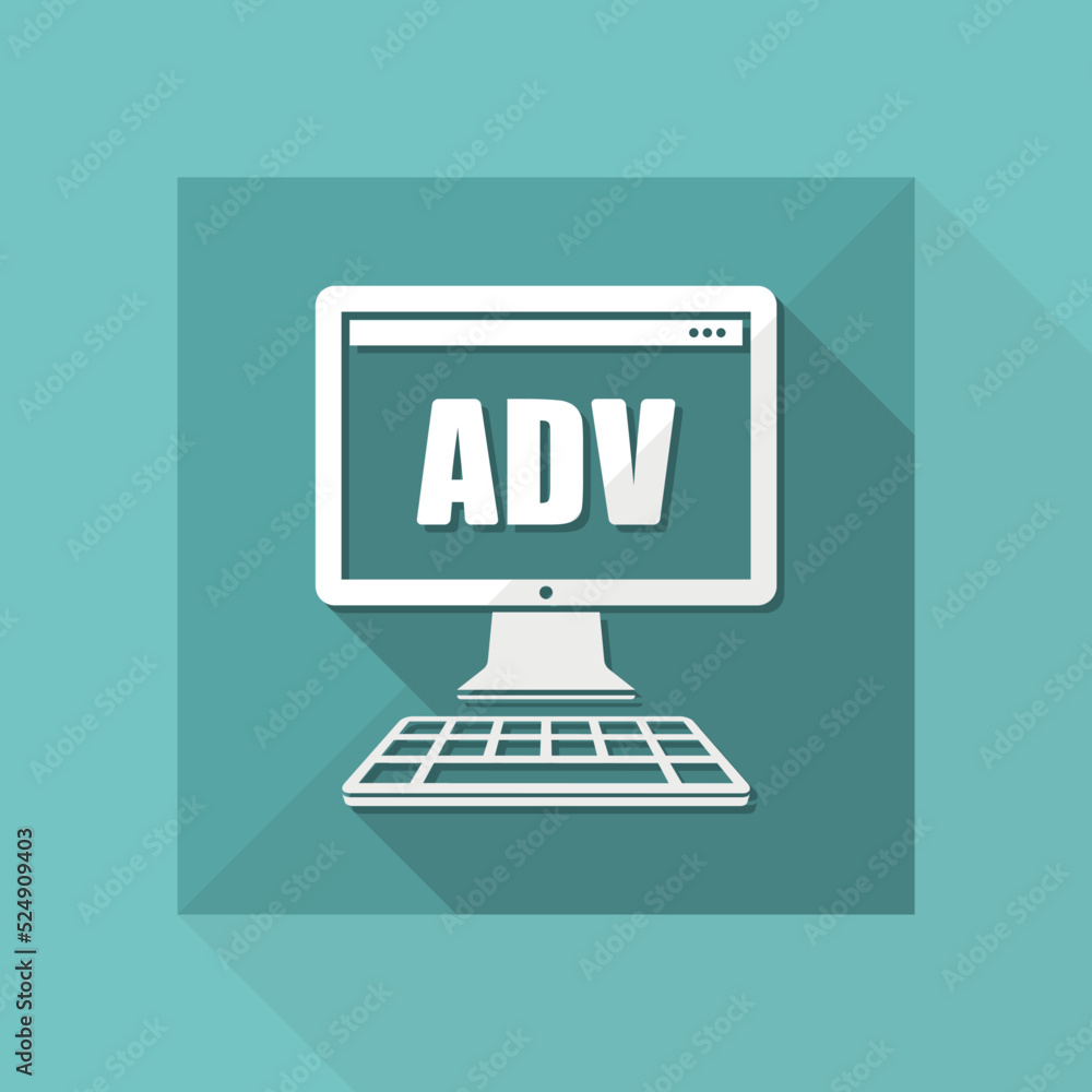 Computer advertising - Vector flat minimal icon Computer advertising - Vector flat minimal icon