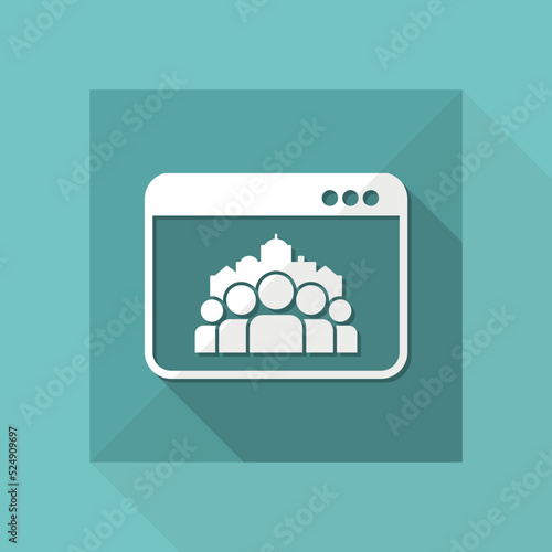 Cityscape and people community - Vector flat minimal icon