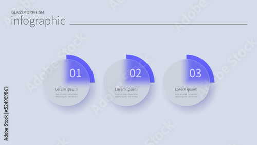 Infographic for 3 options, vector gradient design with realistic frosted glass, glassmorphism effect