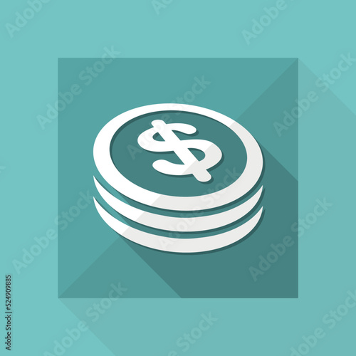 Dollar coin flat icon