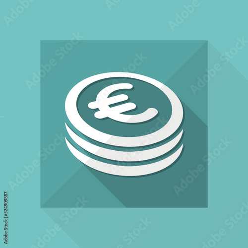 Euro coin flat icon