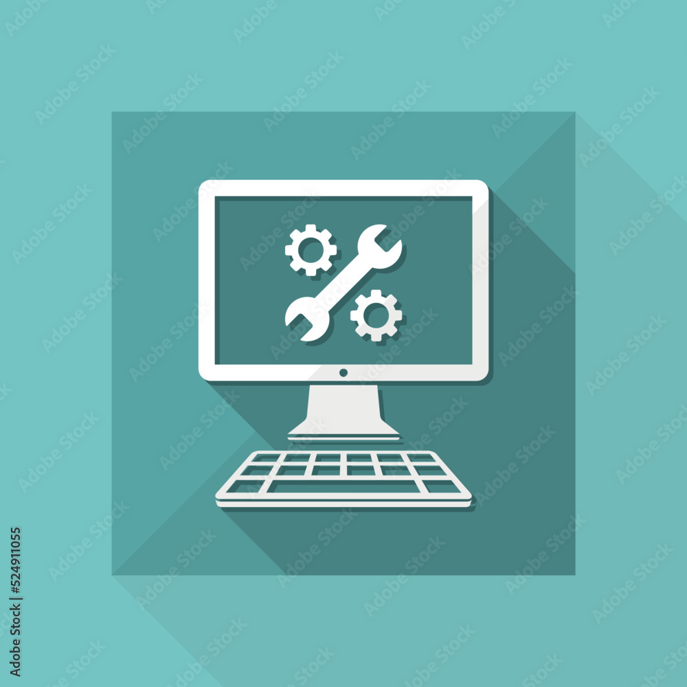 Computer setting - Vector flat icon Computer setting - Vector flat icon