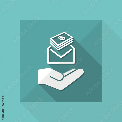 Give envelope with dollars banknotes - Minimal icon