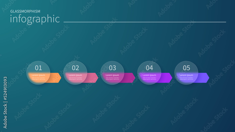 Infographic for 5 options, vector gradient design with realistic ...