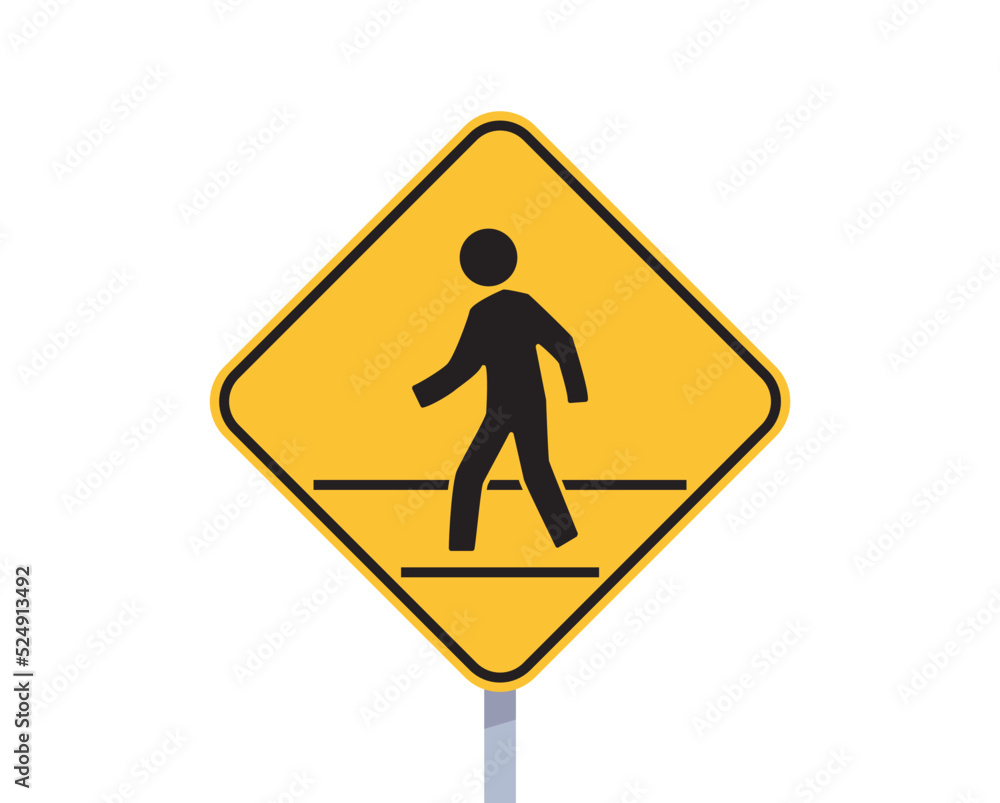 Pedestrian sign and traffic road sign flat vector illustration. Pedestrian sign and traffic road sign flat vector illustration.