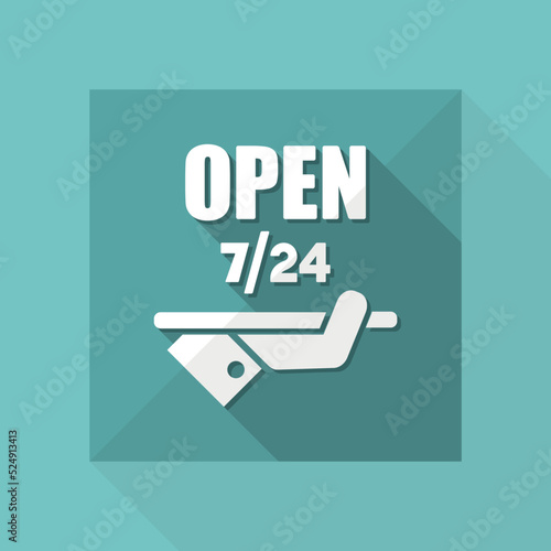 Constantly open - Shop services 7/24 - Vector web icon