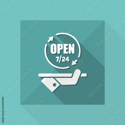 Full time open - services 7/24 - Vector web icon