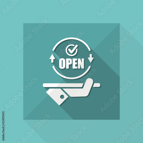 Full time agency services - Check open - Vector web icon