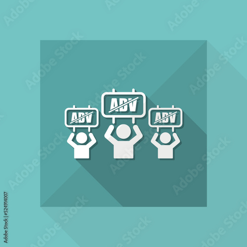 Crowd of people asking interruption of advertising - Vector web icon