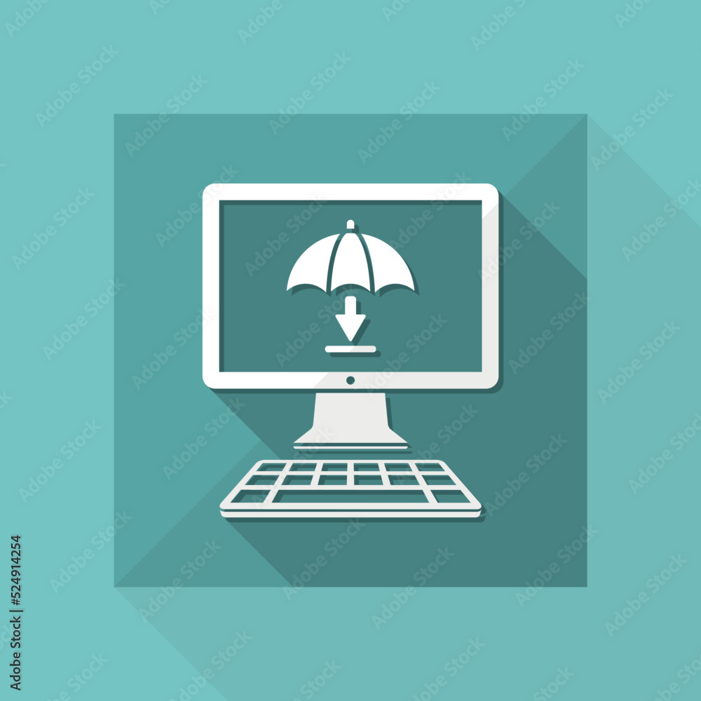 Download protection for computer browser - Vector flat icon Download protection for computer browser - Vector flat icon