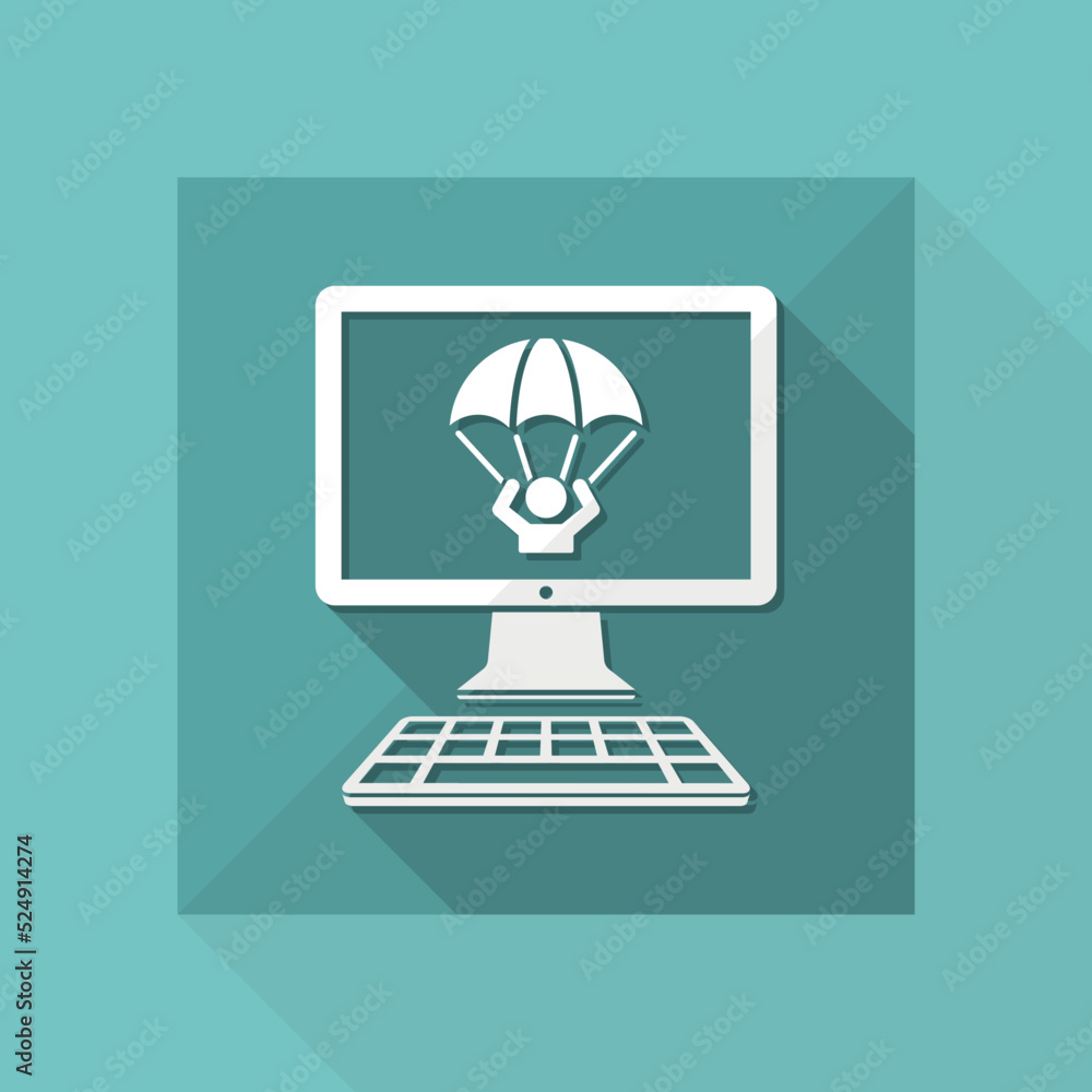 Emergency save by computer crash - Vector flat icon Emergency save by computer crash - Vector flat icon