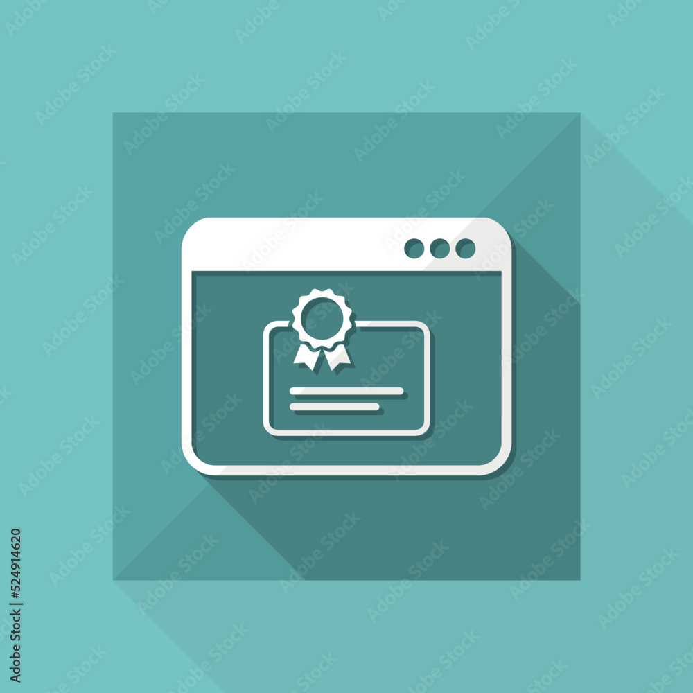 Computer web certificate - Vector flat icon Computer web certificate - Vector flat icon