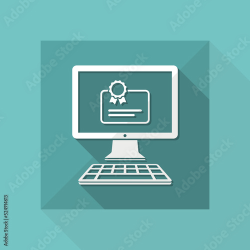 Computer web certificate - Vector flat icon