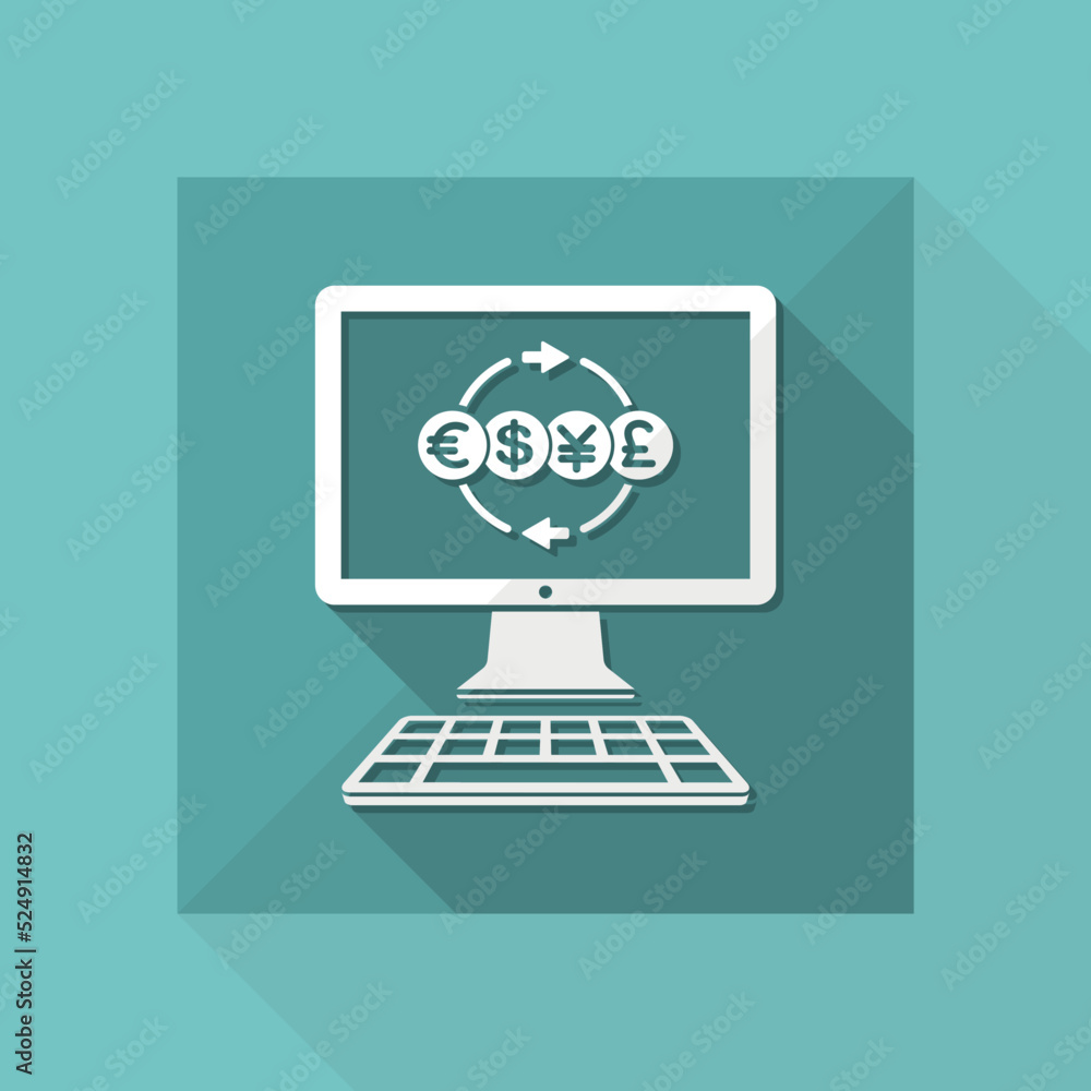 Currency exchange service online - Vector flat icon Currency exchange service online - Vector flat icon