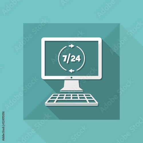 7/24 computer assistance - Vector flat icon