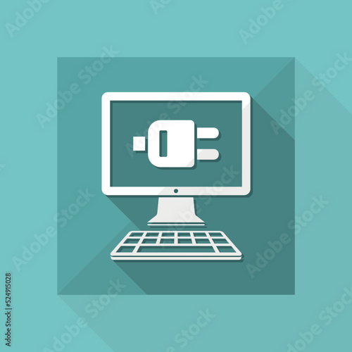 Computer plug connection - Vector flat icon