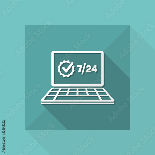 Full time 7/24 computer service - Vector flat icon