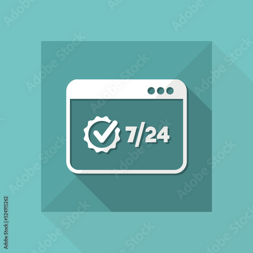 Full time 7/24 computer service - Vector flat icon