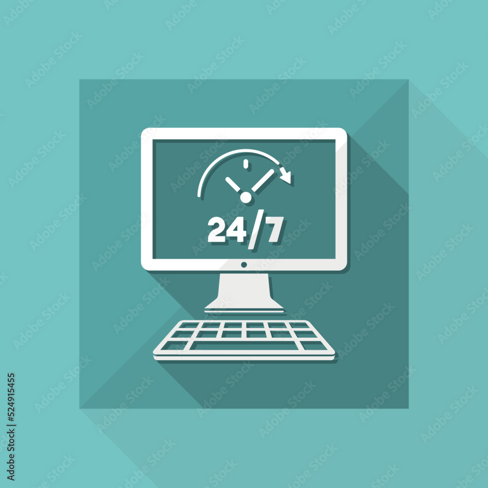 24/7 ful time web services - Vector flat icon 24/7 ful time web services - Vector flat icon