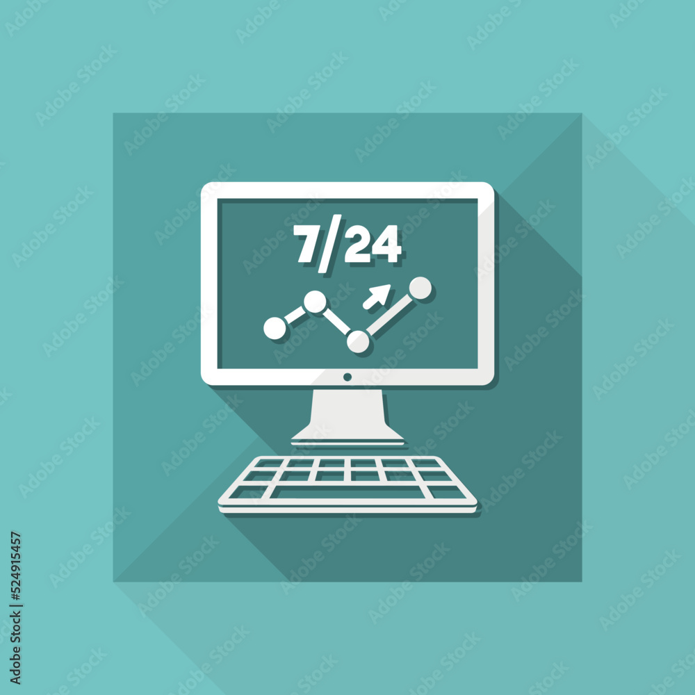 Data report services 7/24 - Vector flat icon Data report services 7/24 - Vector flat icon