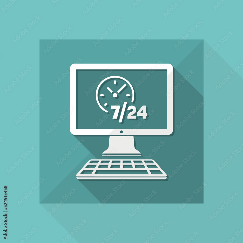 Web services 7/24 fulltime - Vector flat icon Web services 7/24 fulltime - Vector flat icon