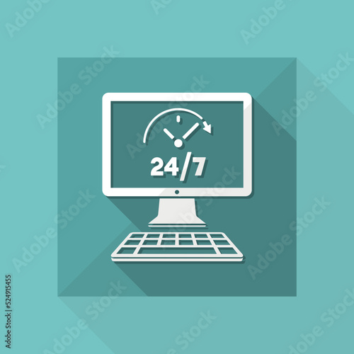 24/7 ful time web services - Vector flat icon