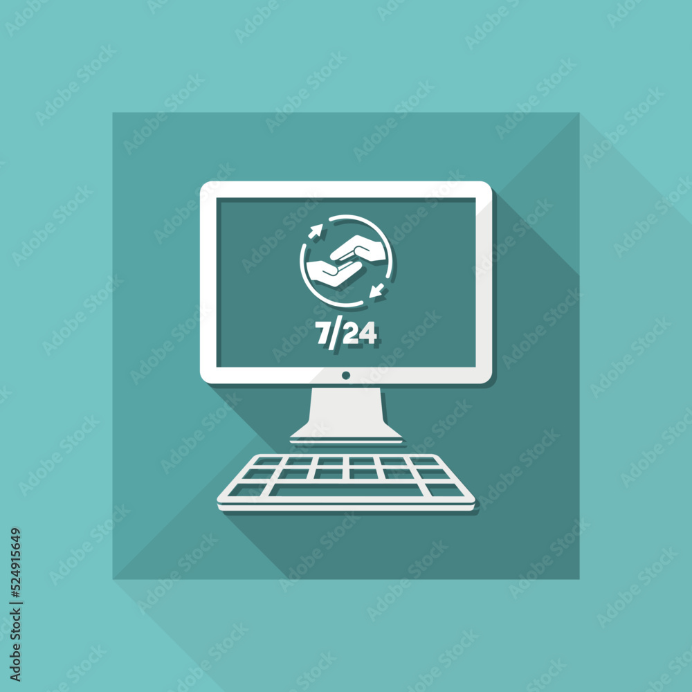 7/24 computer full assistance - Vector flat icon 7/24 computer full assistance - Vector flat icon