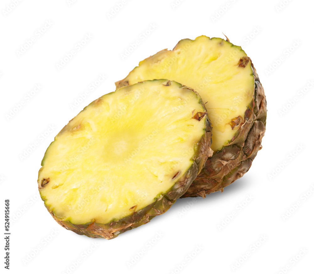 Slices of fresh pineapple isolated on white Slices of fresh pineapple isolated on white