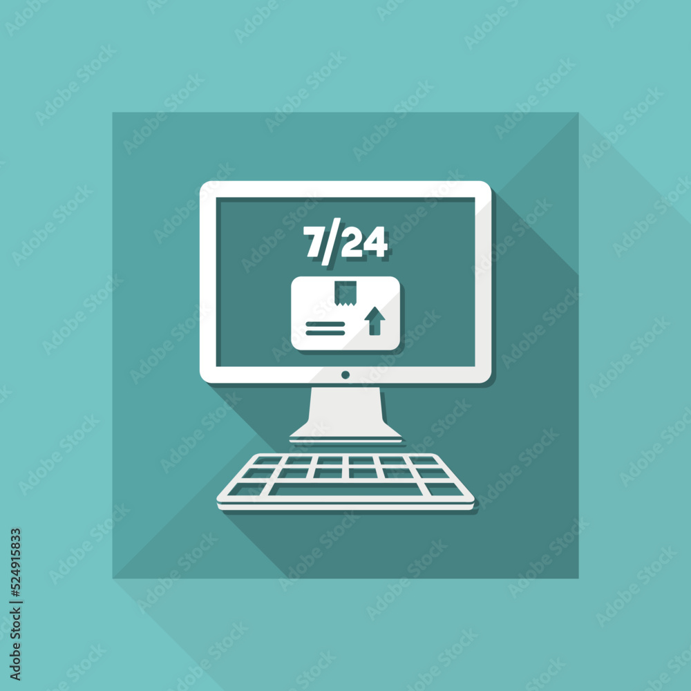 Delivery service 7/24 - E-commerce button - Vector flat icon Delivery service 7/24 - E-commerce button - Vector flat icon