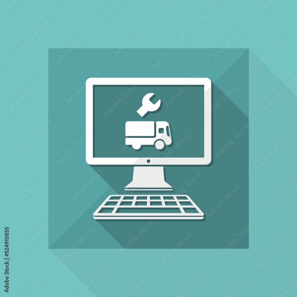 Online truck assistance - Vector flat icon Online truck assistance - Vector flat icon