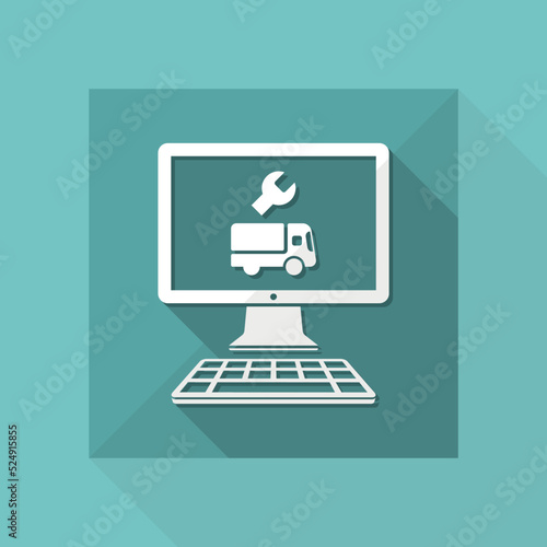 Online truck assistance - Vector flat icon