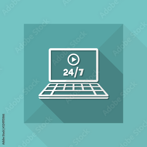 Multimedia service online 24/7 - Vector flat icon