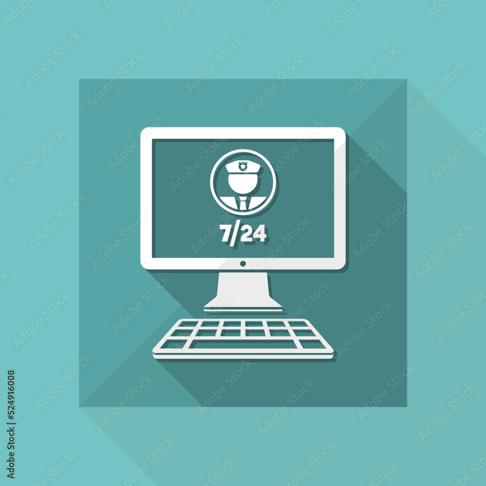 Computer protection 7/24 - Vector flat icon Computer protection 7/24 - Vector flat icon