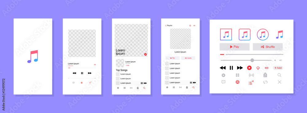Vettoriale Stock Apple music interface. App music. App interface template  on Apple Iphone mockup. Subscription music player. Profile, Album, Song,  Playlist mockup. Editorial vector illustration | Adobe Stock