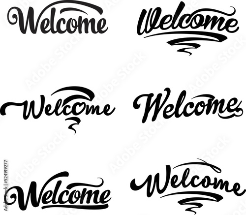Welcome inscription on white background, welcome sign