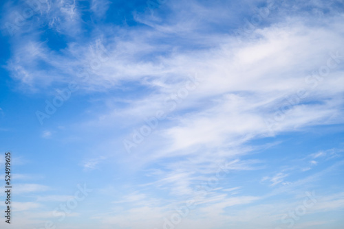 Blue sky with thin cirrus clouds  daytime landscape