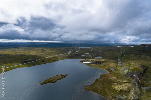 Aerial summer beautiful view near the Skiftessjøen, Norway