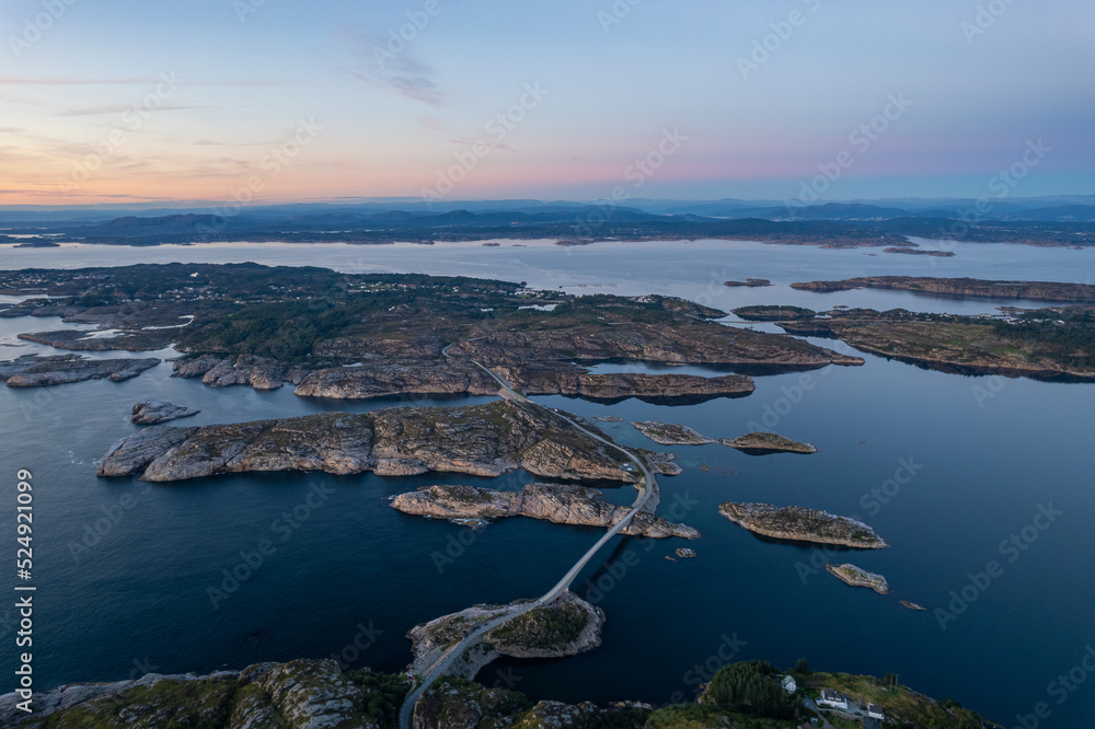 Aerial summer beautiful view of Turoy near Bergen, Norway