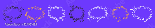 Set of speech bubbles. Hand-drawn chatting box. Vector.