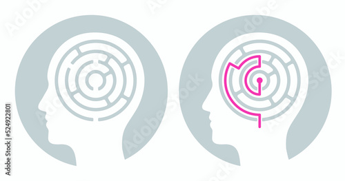 Head with maze, mind puzzle