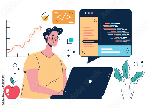 Software code program business developer code web site teamwork abstract programming concept. Vector isolated graphic design illustration