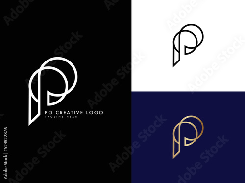 PO minimal logo or OP  modern logo, golden, creative, minimal, icon, letter, initials, and monogram logo design. free vector files